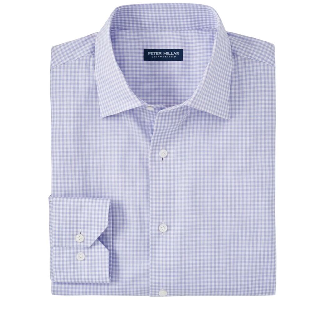 Peter Millar Men's Francis Cotton Micro-Check Sport Cotton Button Down Shirt S